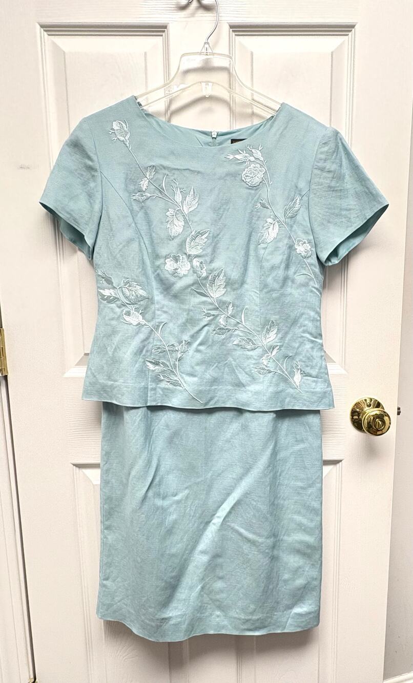 Vintage Ice Blue Linen Dress, Laura Fantini for Jeffrey & Dara, Women's Size 8